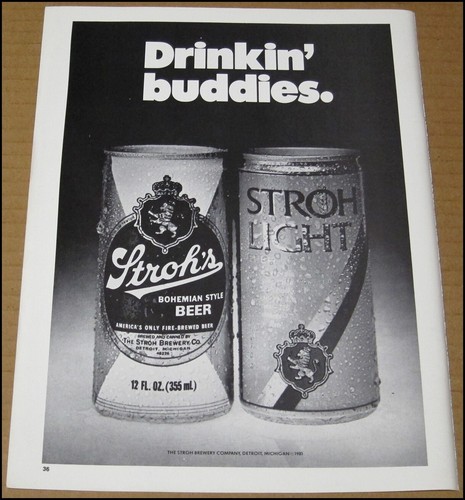 1982 stroh beer print ad - 1982, stroh's