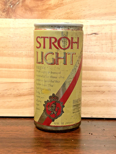 Vintage stroh light beer can - vintage,